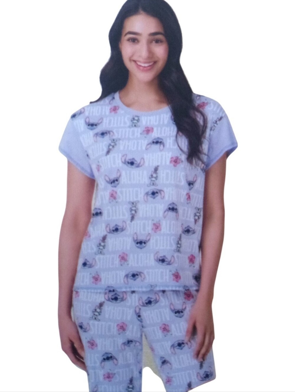 New Disney Stitch Women's Short Sleeve Ribbed Pajamas Pj's Extra Large
